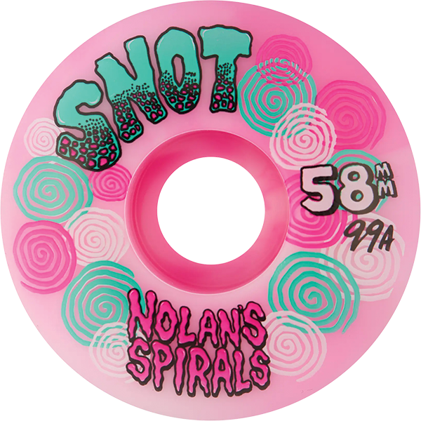 Snot Wheels Houghton Spiral Wide Boys 58mm 99A Pink White Swirl