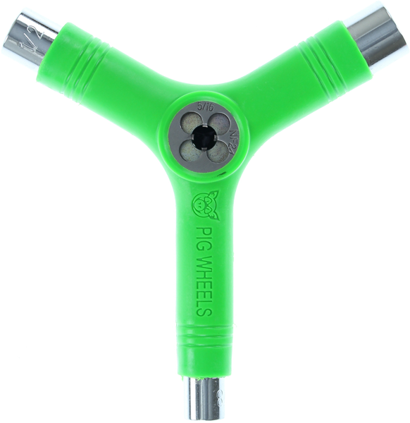 Pig Skateboard Tool Tri Socket Threader Neon Green
