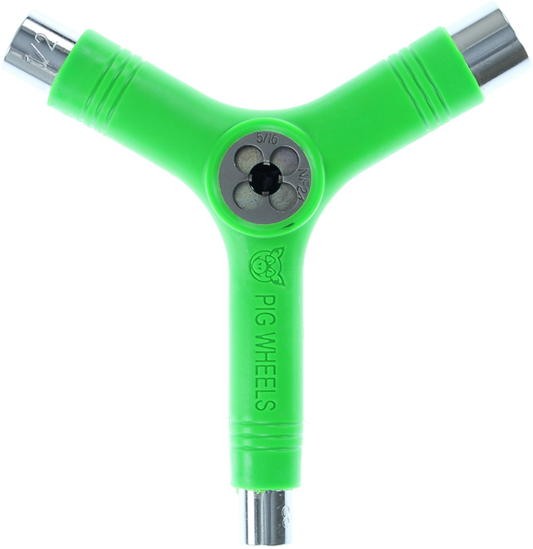 Pig Skateboard Tool Tri Socket Threader Neon Green