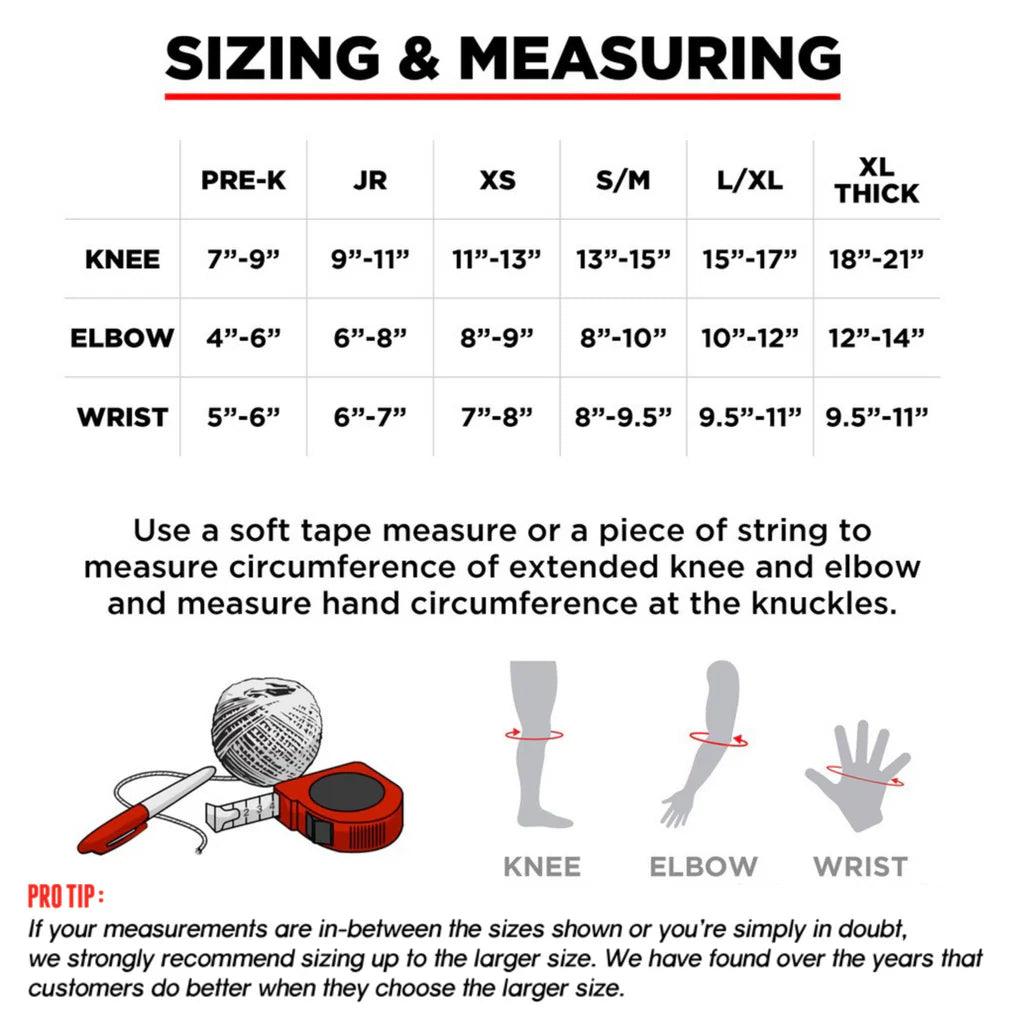 Sizing and measuring chart for sleeves and cuffs with illustrations and text instructions.