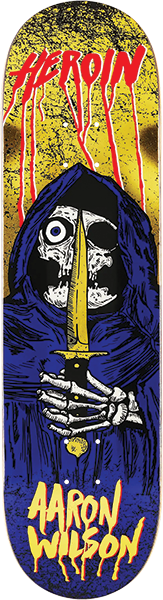 Heroin Skateboard Deck Wilson KO2 Skull Priest 8.5