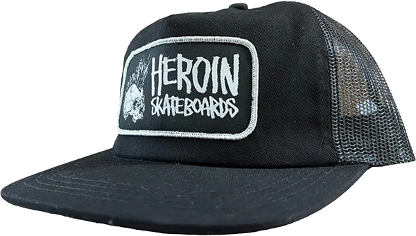 Heroin Hat Punk Skull Trucker Black
