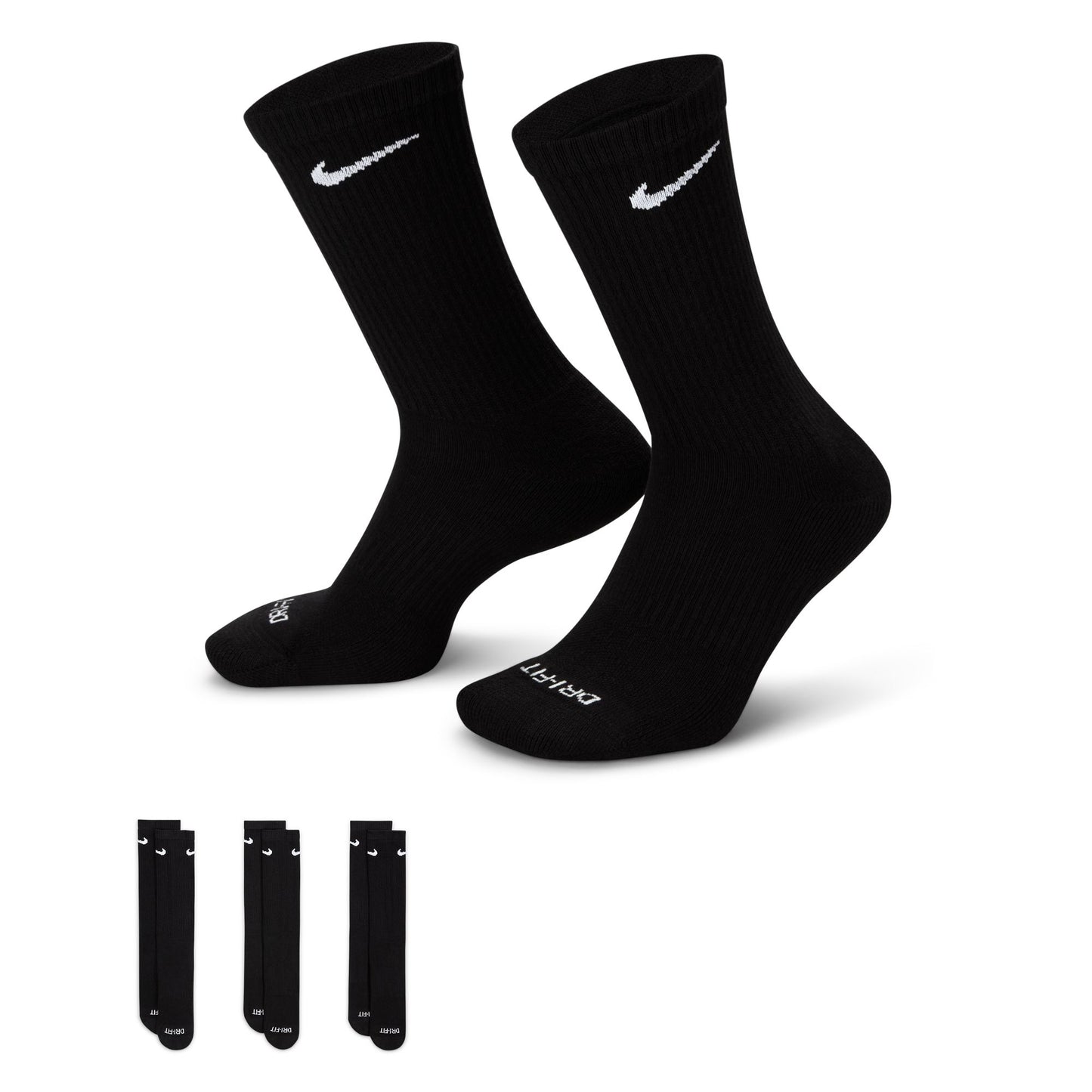 Calcetines Nike Everyday Plus de entrenamiento acolchados (3 pares), color negro