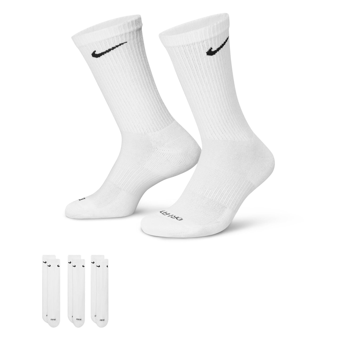 Nike Socks Everyday Plus Cushioned Training Crew Socks (3 Pairs) White