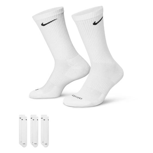 Calcetines Nike Everyday Plus de entrenamiento acolchados (3 pares), color blanco