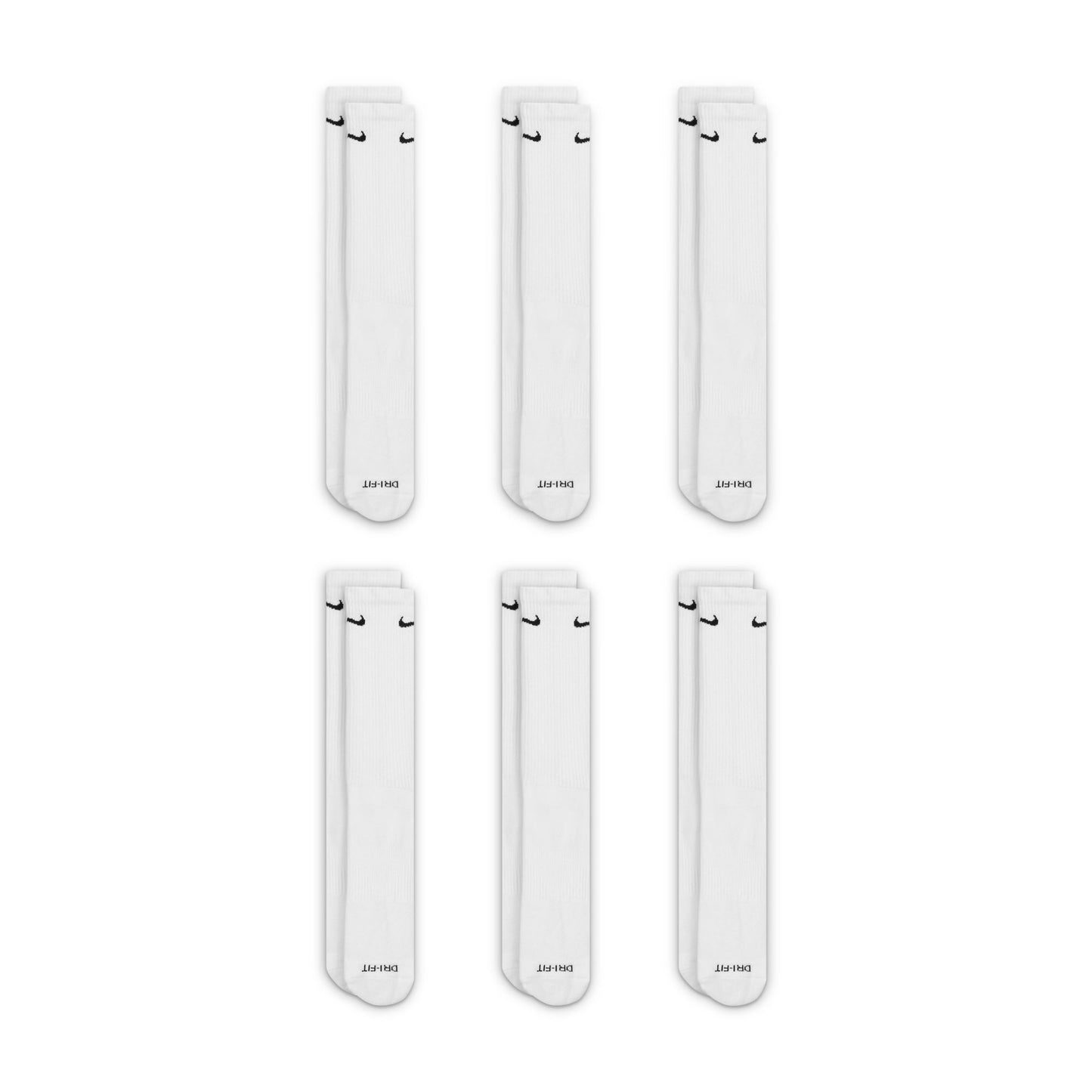 Nike Socks Everyday Plus Cushioned Training Crew Socks (6 Pairs) White