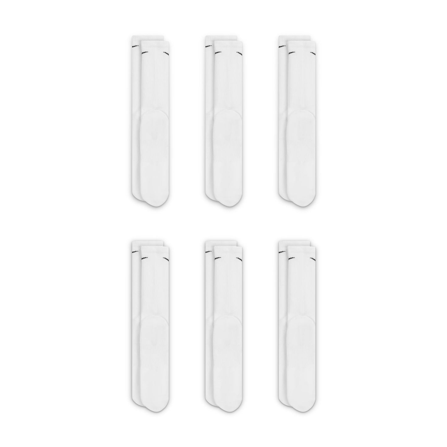 Nike Socks Everyday Plus Cushioned Training Crew Socks (6 Pairs) White