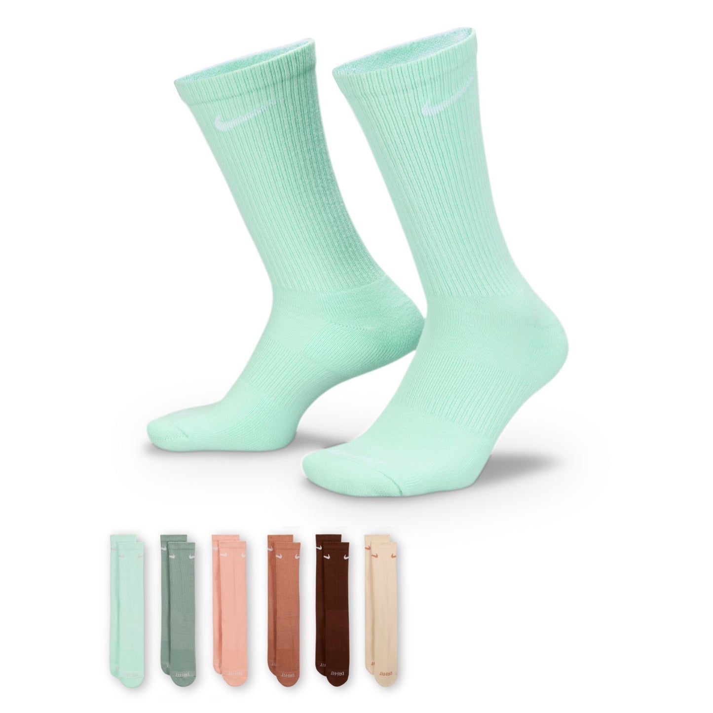 Nike Socks Everyday Plus Cushioned Training Crew Socks (6 Pairs) Multi Color