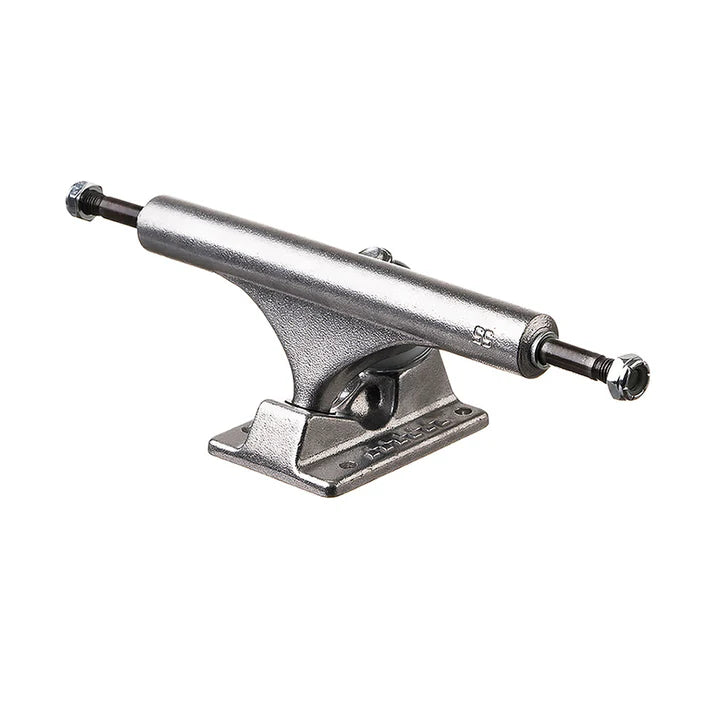 Silver skateboard truck on a white background