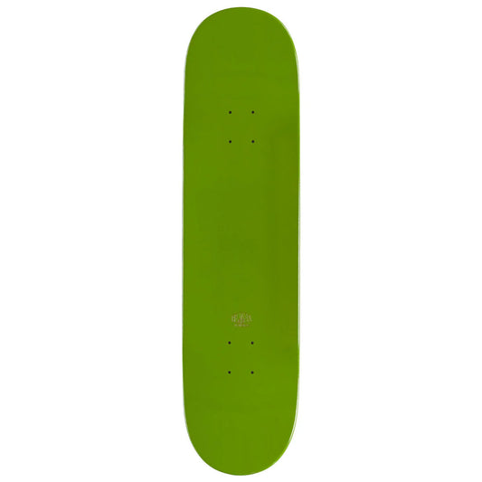 Green skateboard deck on a white background