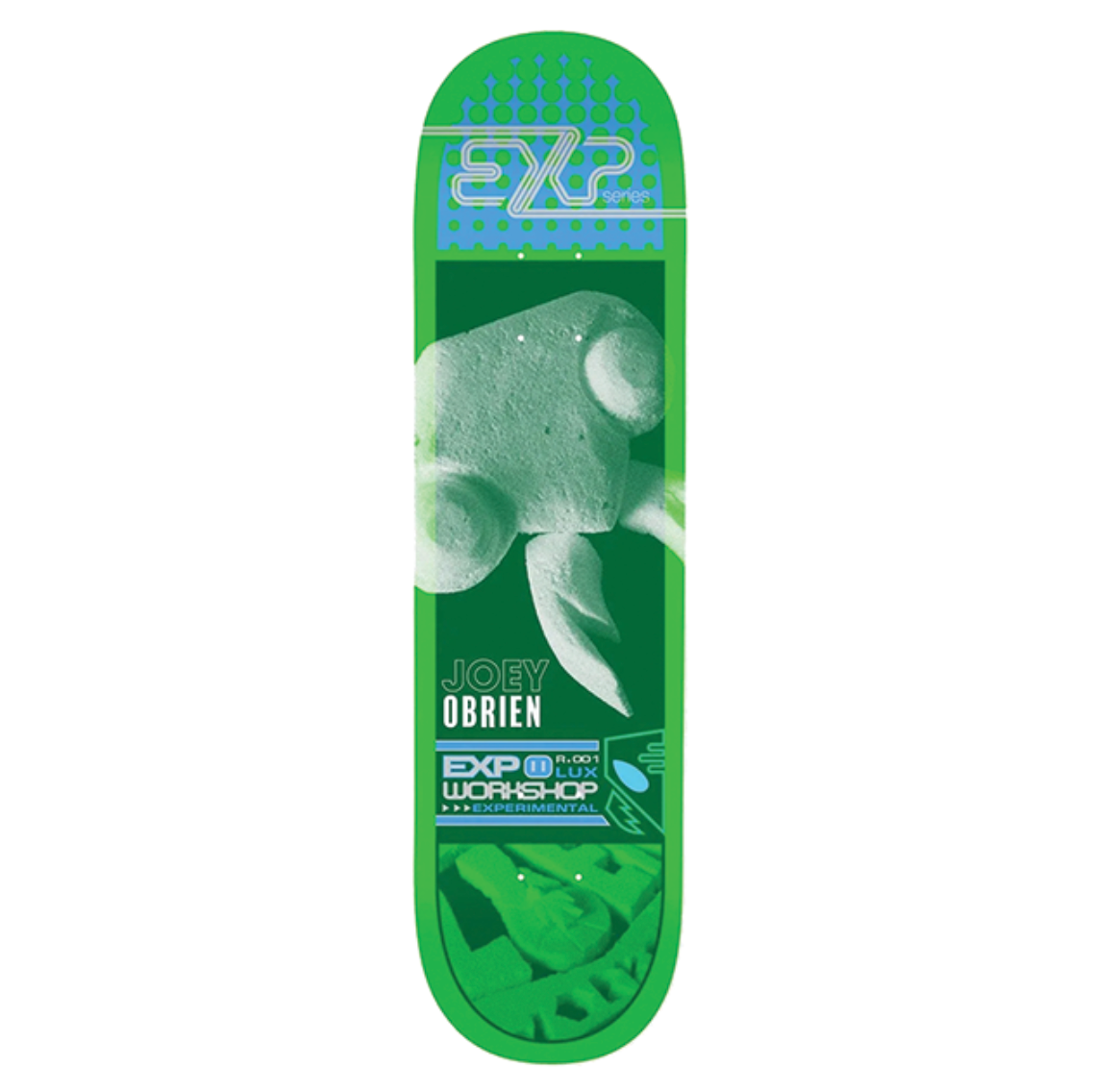 Green skateboard deck on a white background