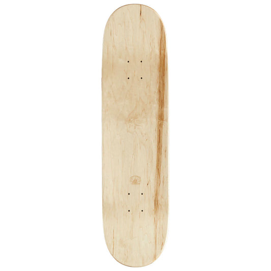 Plain wooden skateboard deck on a white background