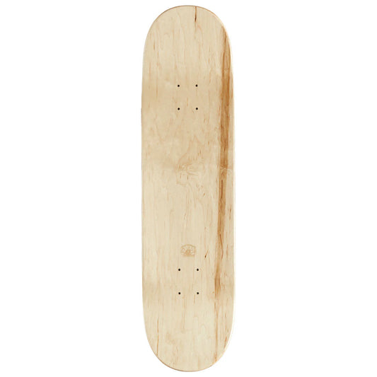 Plain wooden skateboard deck on a white background