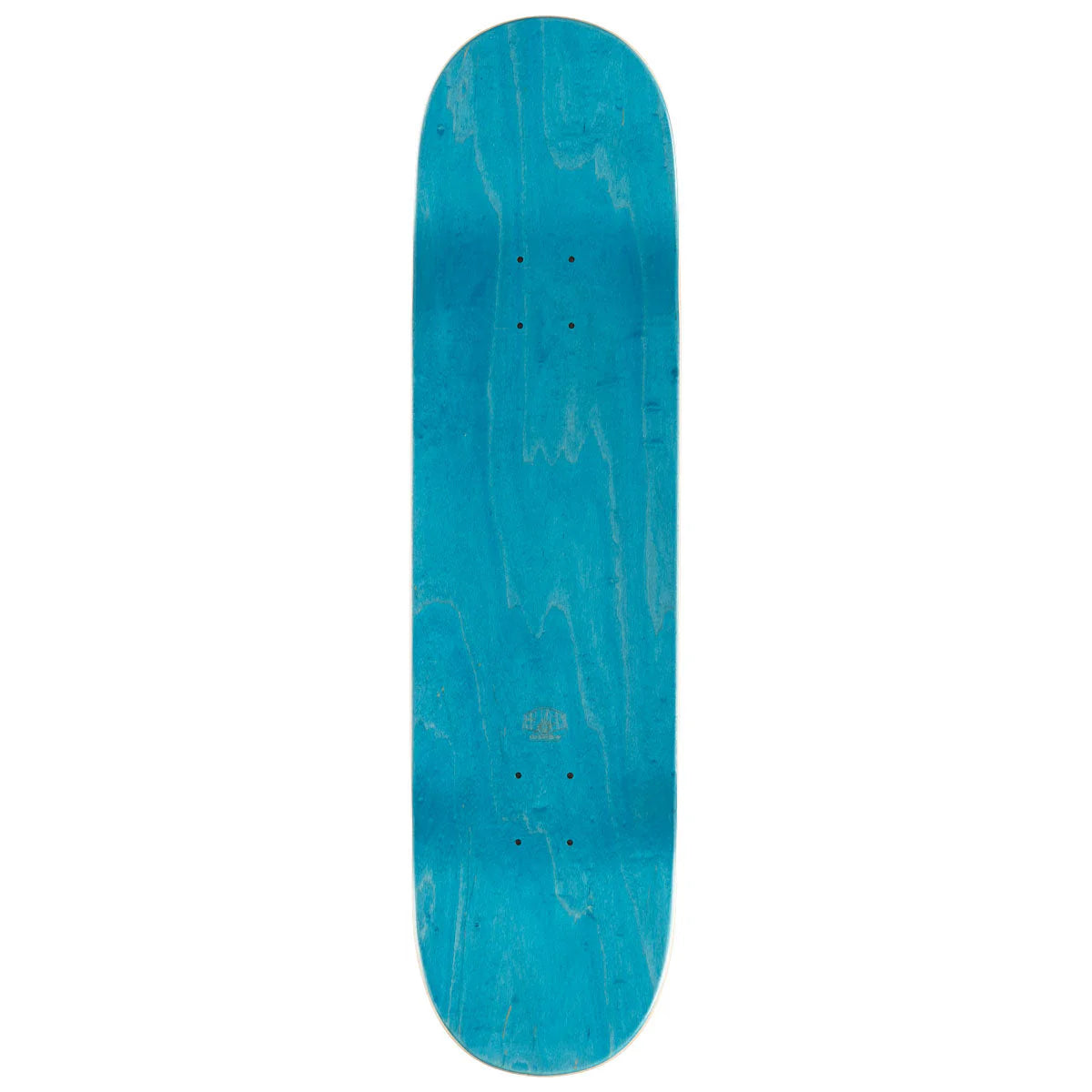 Blue skateboard deck on a white background