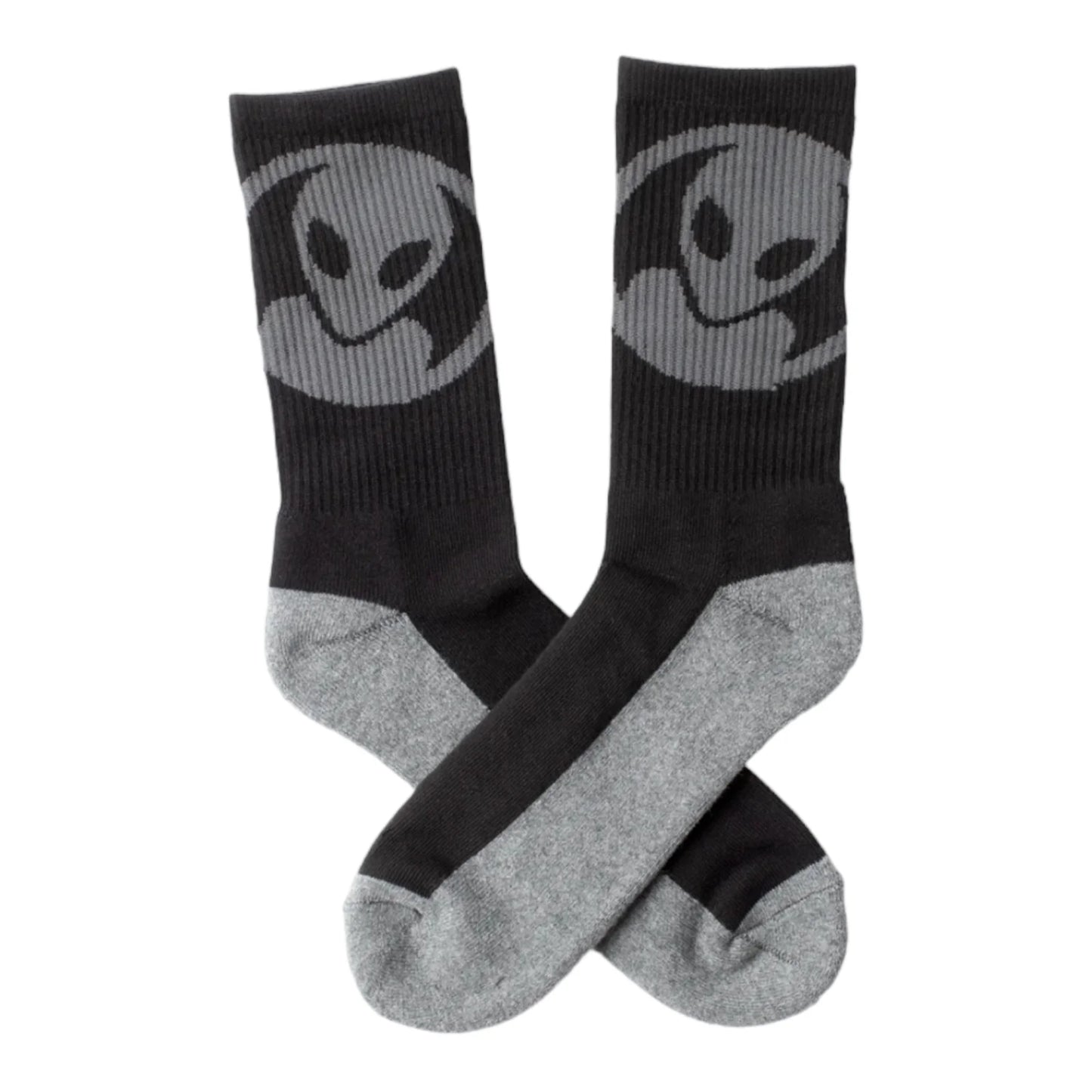 Black socks with gray accents on a white background