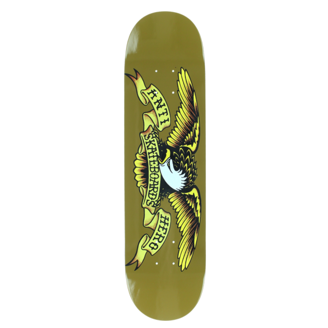 Skateboard deck with eagle design on a white background