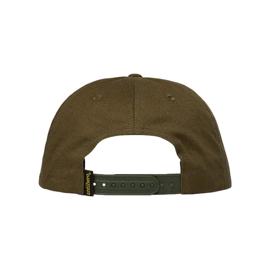 Brown cap with a visible brand logo on a light gray background