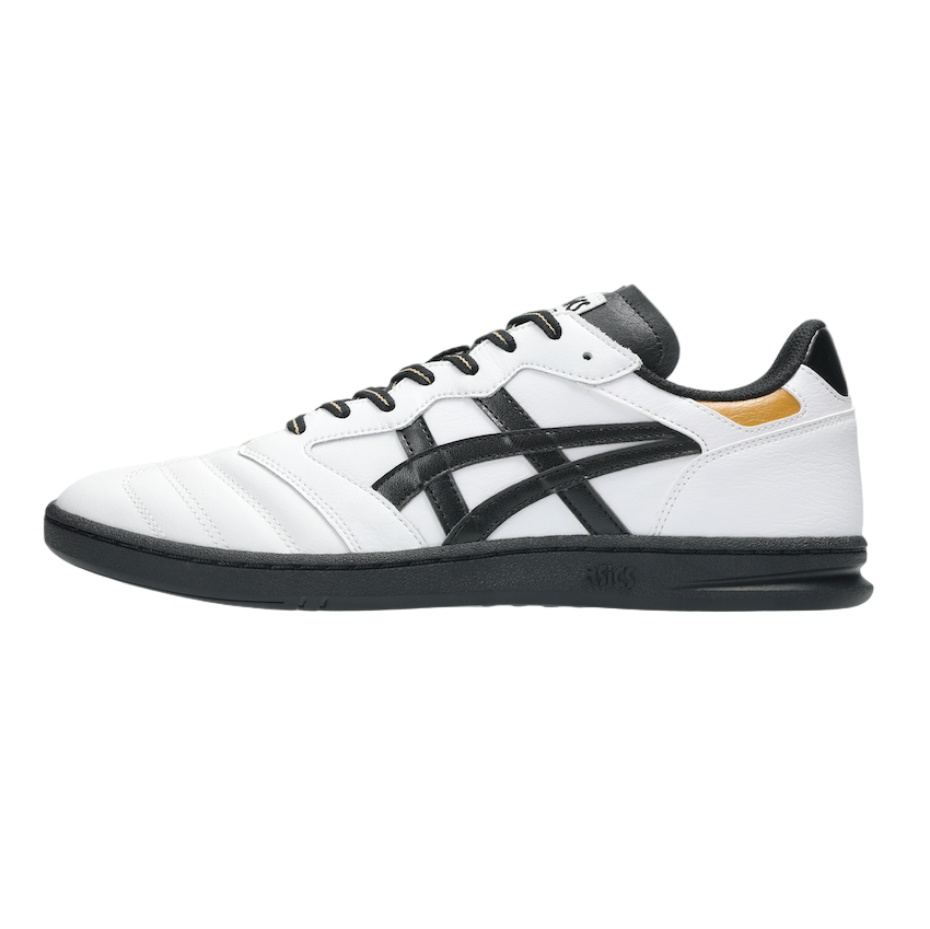 White sneaker with black accents on a light gray background