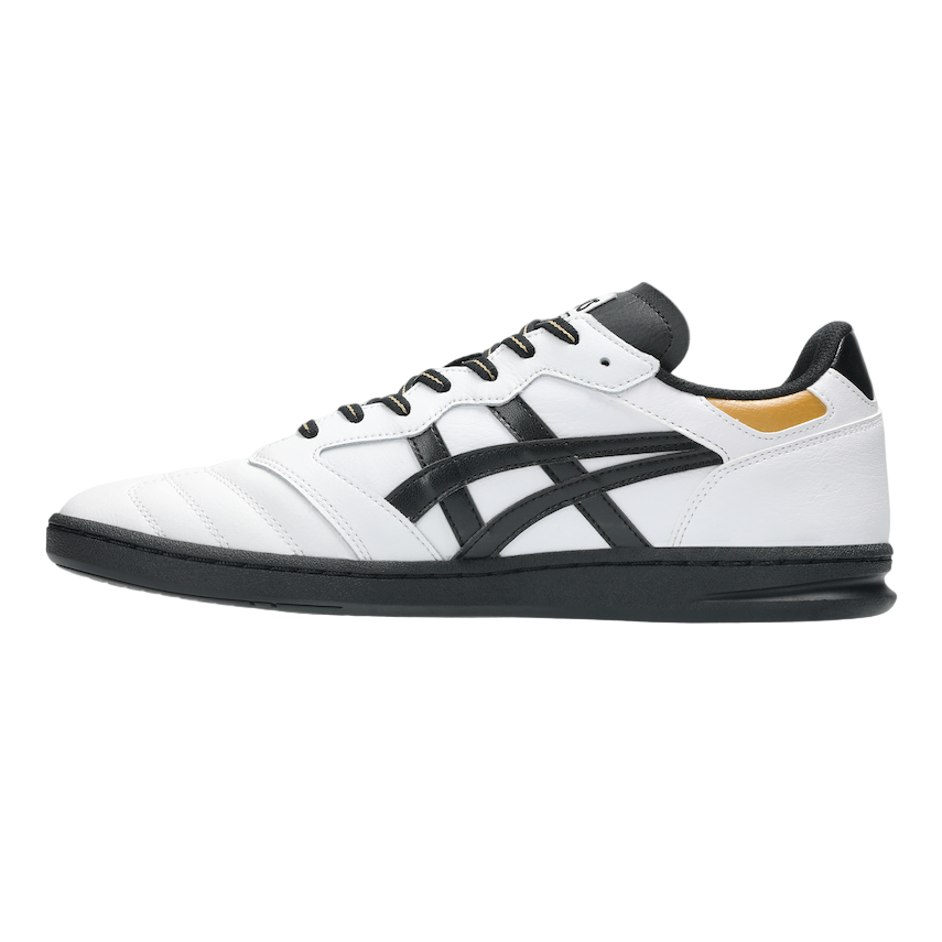 White sneaker with black accents on a light gray background