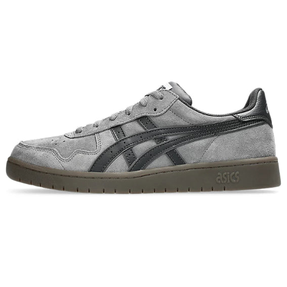 Gray sneaker with black accents on a white background