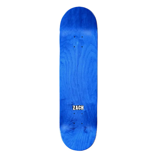 Blue skateboard deck with 'T-Funk' branding on a white background