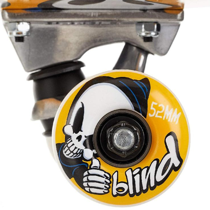 Skateboard wheel with 'blind' branding on a white background