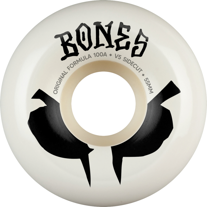 Bones skateboard wheel with brand name on a white background