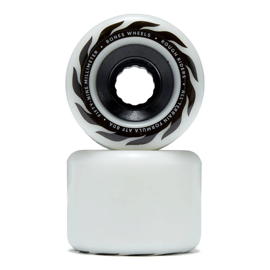 Two skateboard wheels with black and white design on a white background