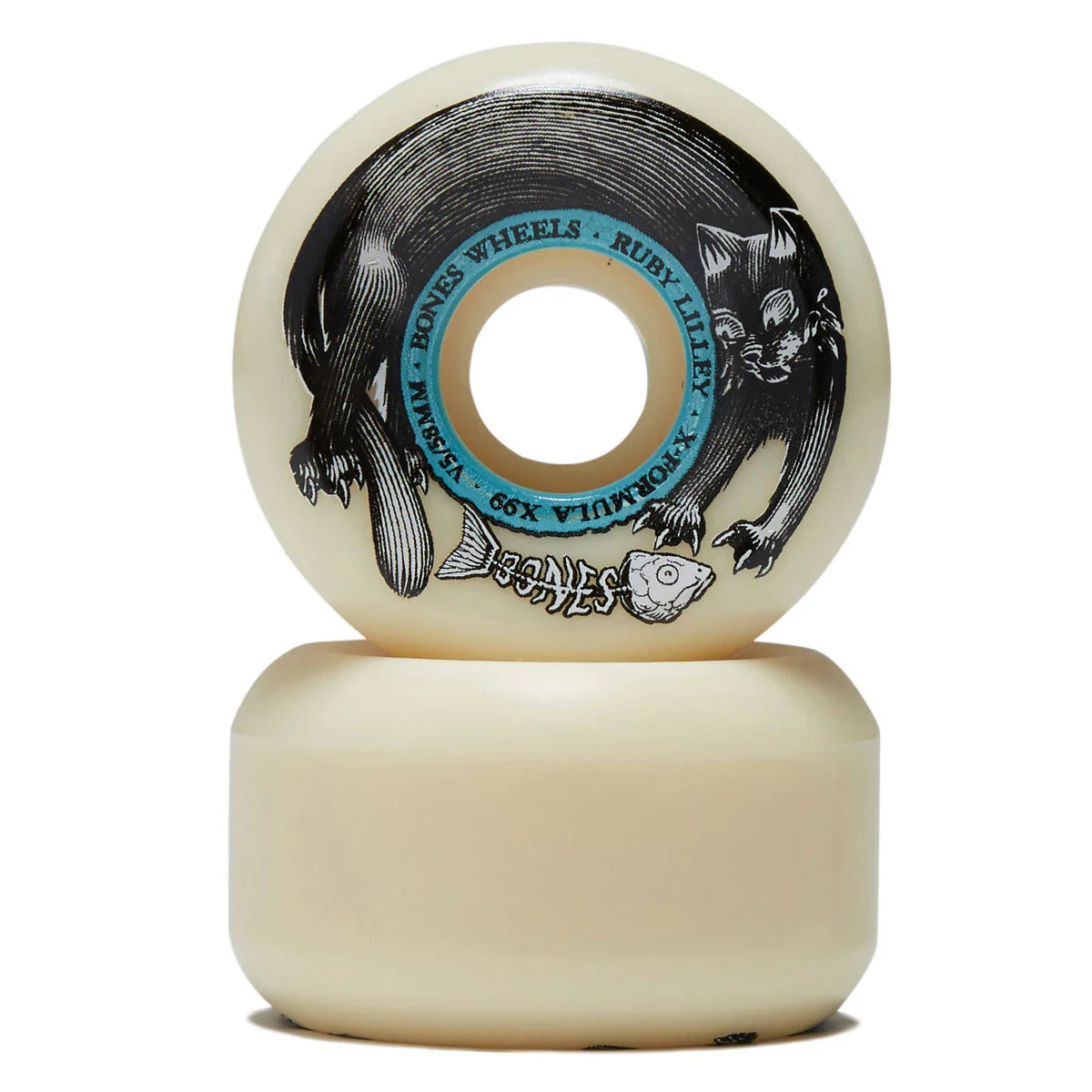 Skateboard wheel with brand logo on a white background