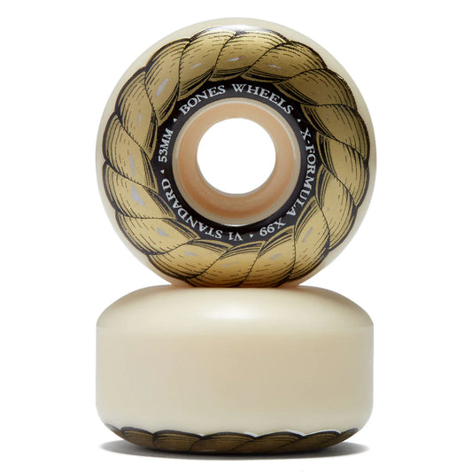 Skateboard wheel with 'Bones Wheels' branding on a white background