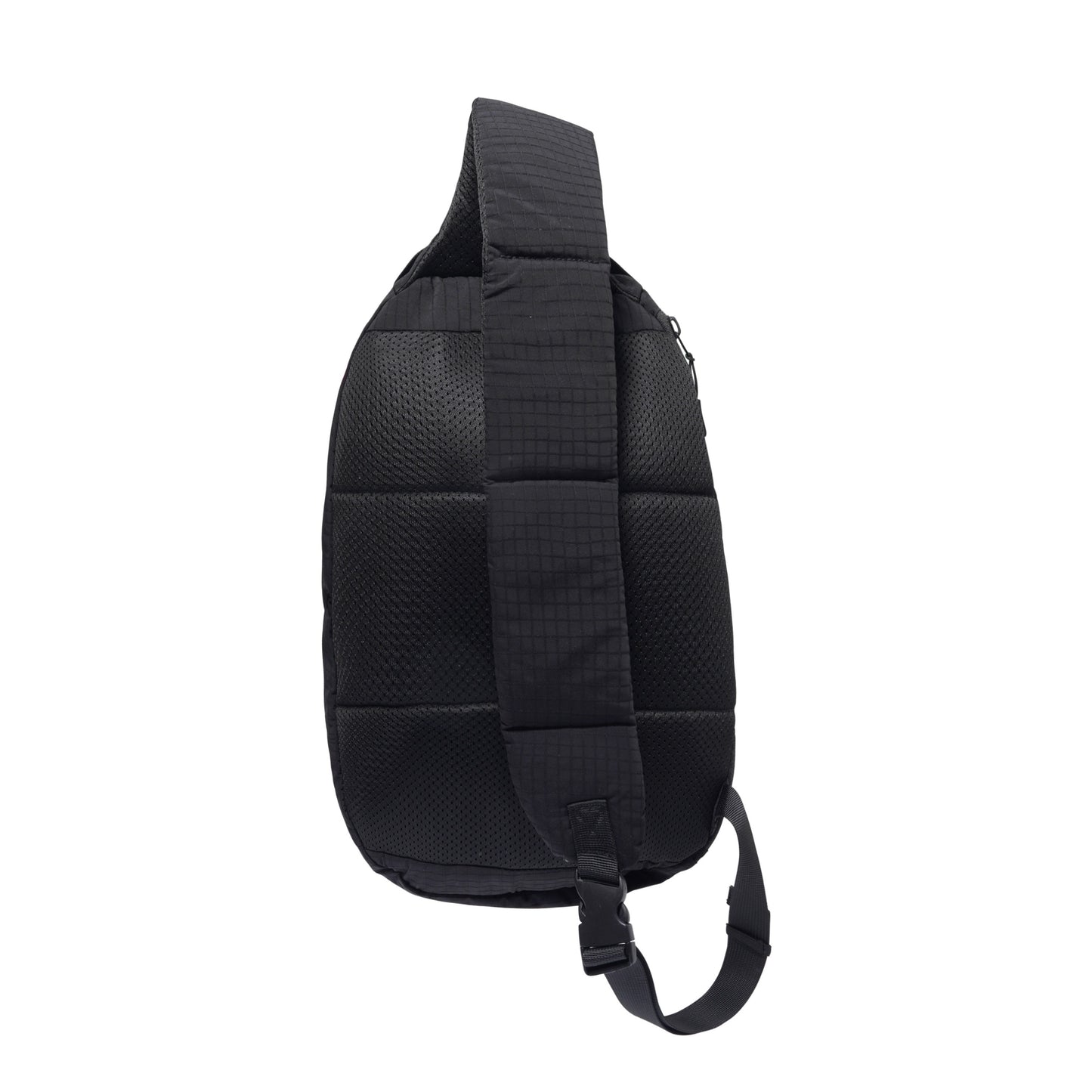 Black sling bag on a white background