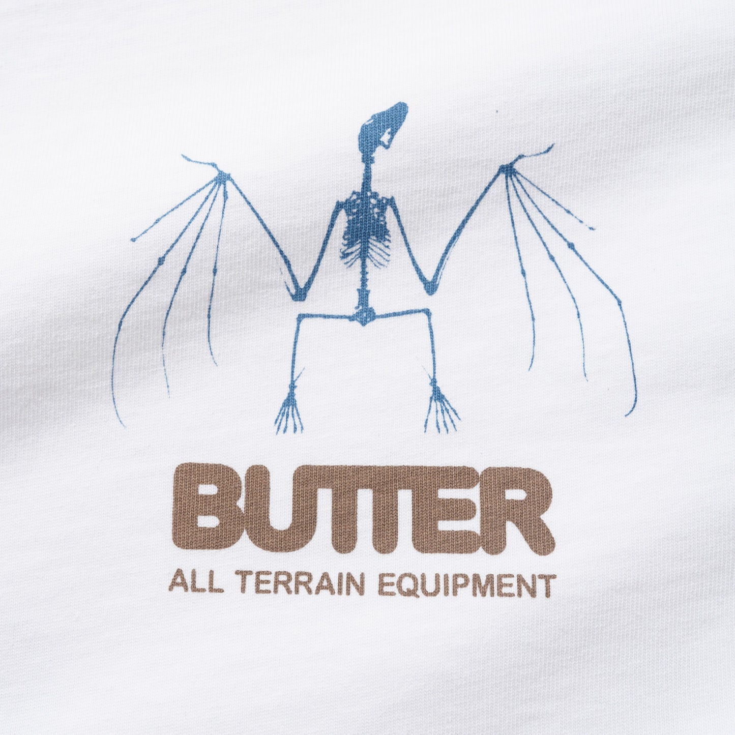 Butter All Terrain Equipment logo with a blue skeleton design on a white background