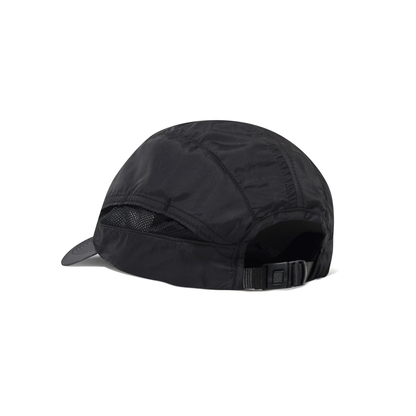 Black cap with a mesh back on a white background