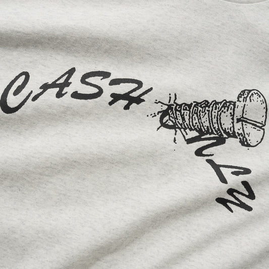 White t-shirt with black lobster graphic and text on a plain background