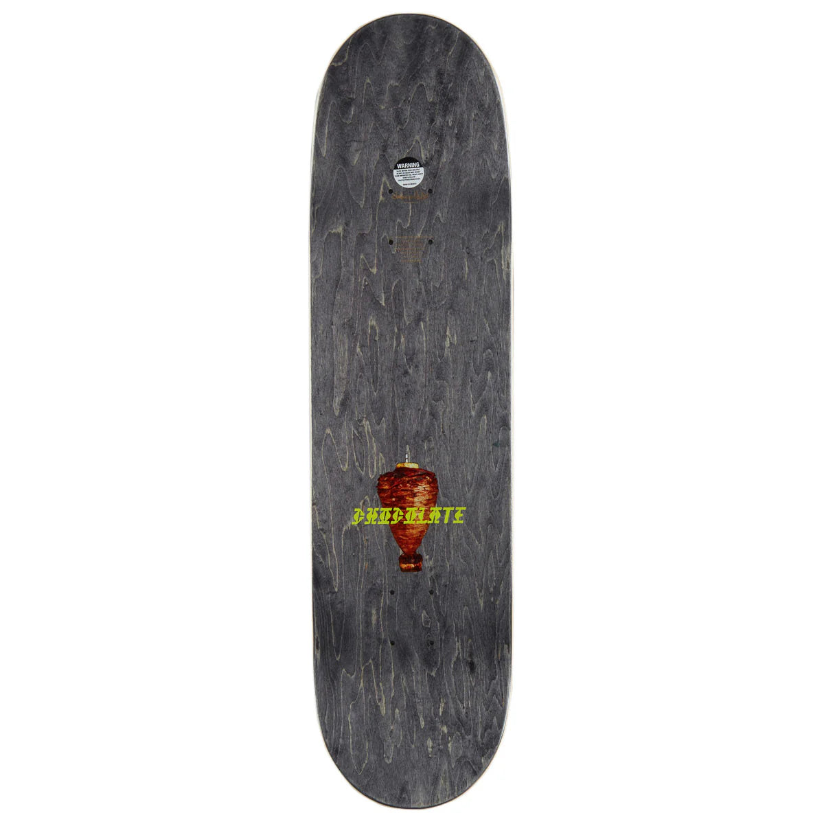 Skateboard deck with a logo on a white background