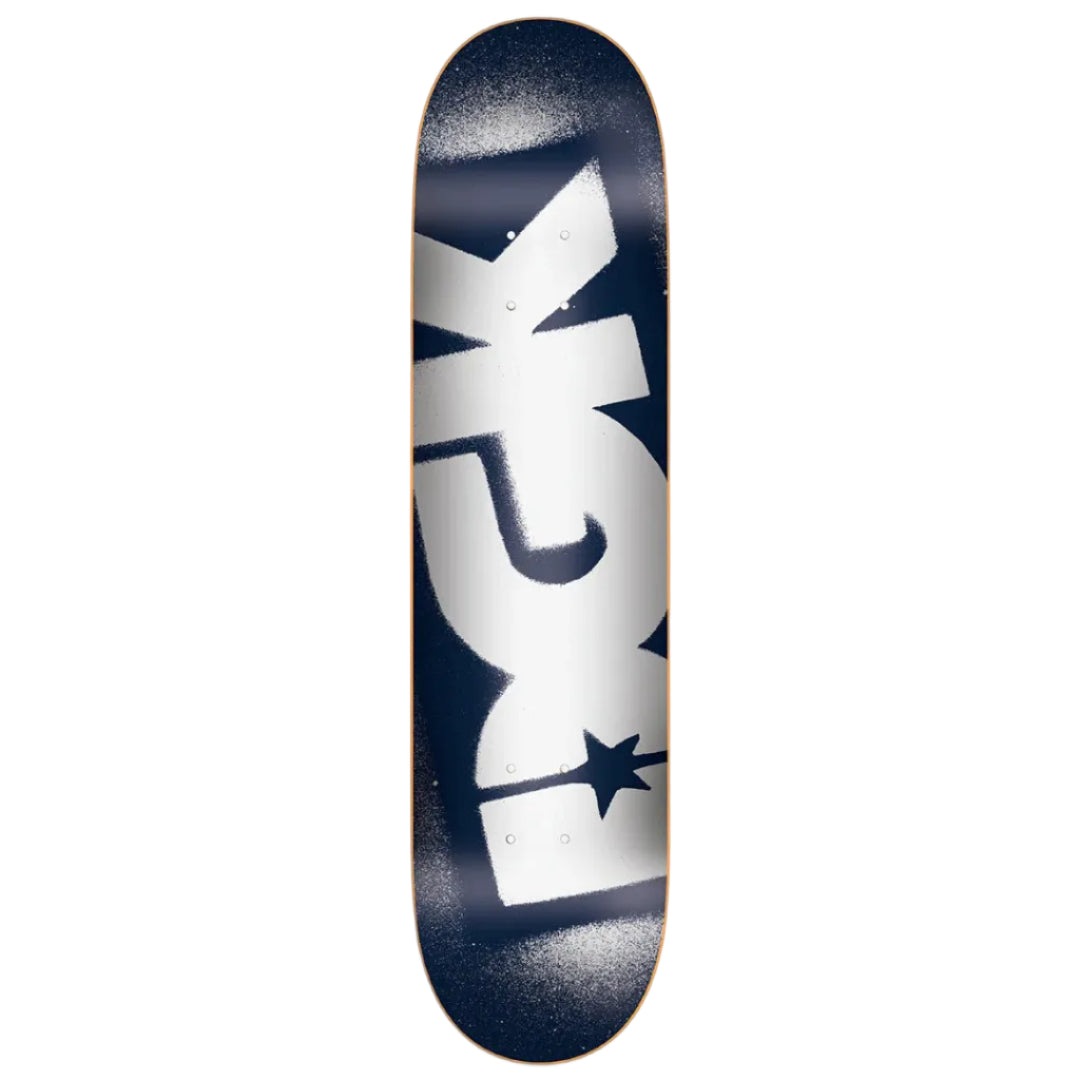 Skateboard deck with a logo on a white background