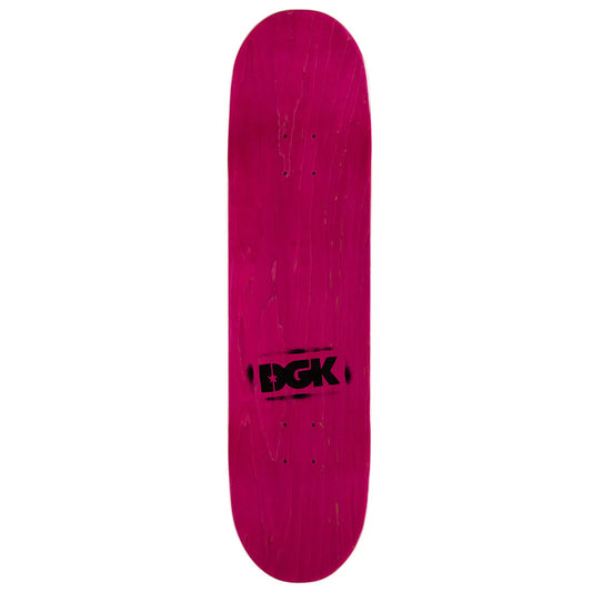 Pink skateboard deck with DGK logo on a white background