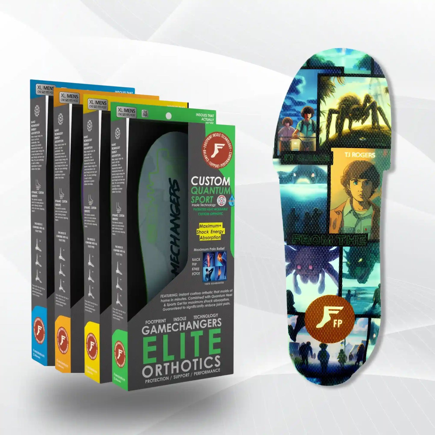 GameChangers Elite Orthotics packaging with a colorful insole display on a white background
