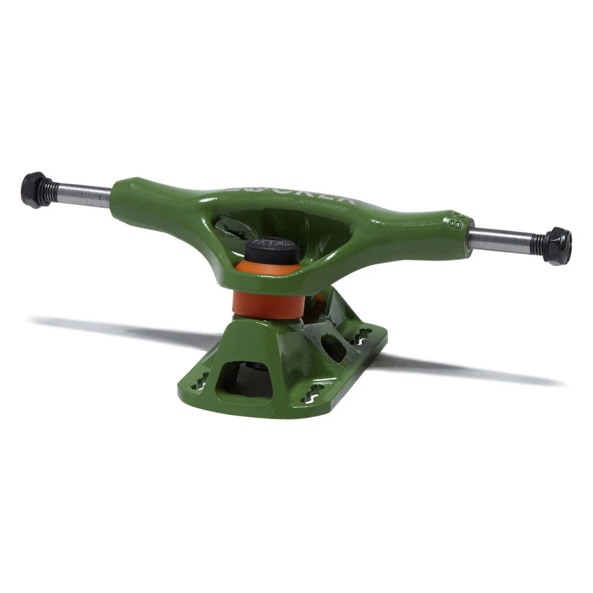 Green skateboard truck on a white background