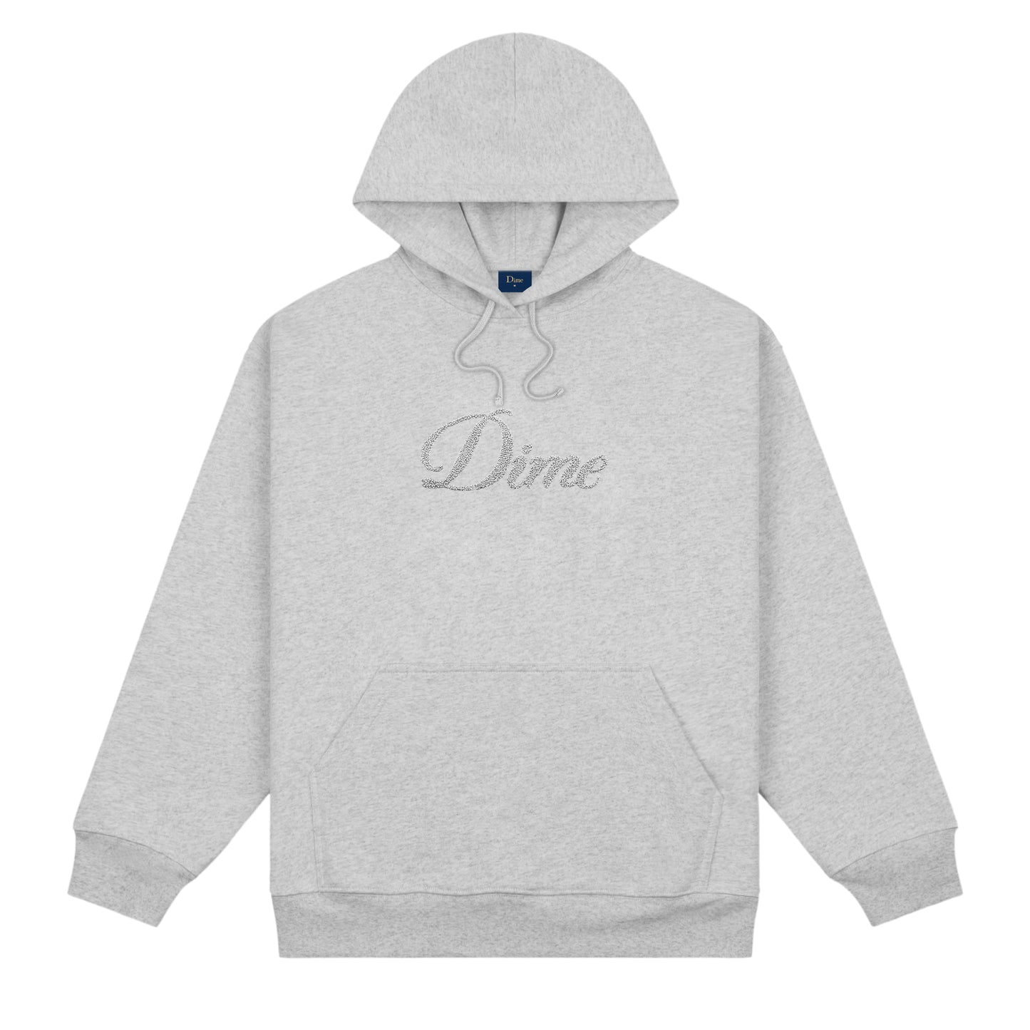 Sudadera con capucha Dime con logotipo cursivo en gris jaspeado