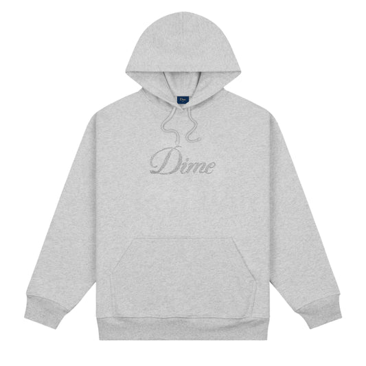 Dime Hoodie Cursive Logo Heather Gray