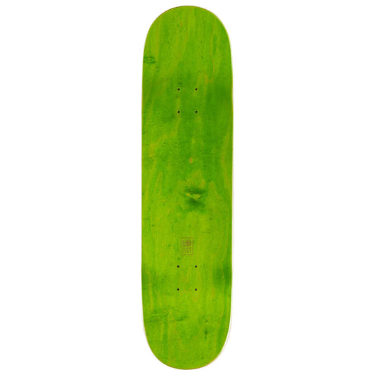 Green skateboard deck on a white background