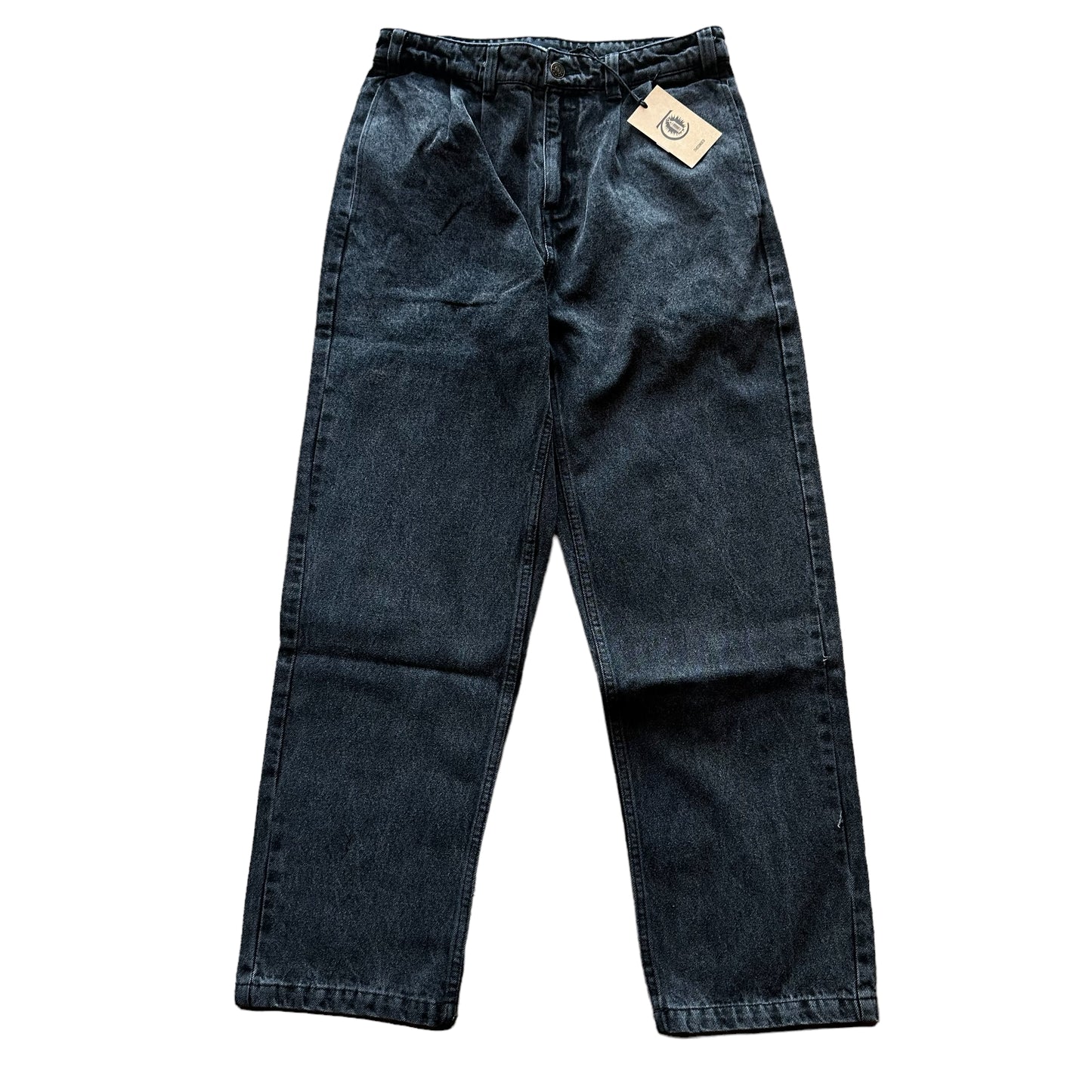 Theories Belvedere Pleated Denim Trousers Washed Black