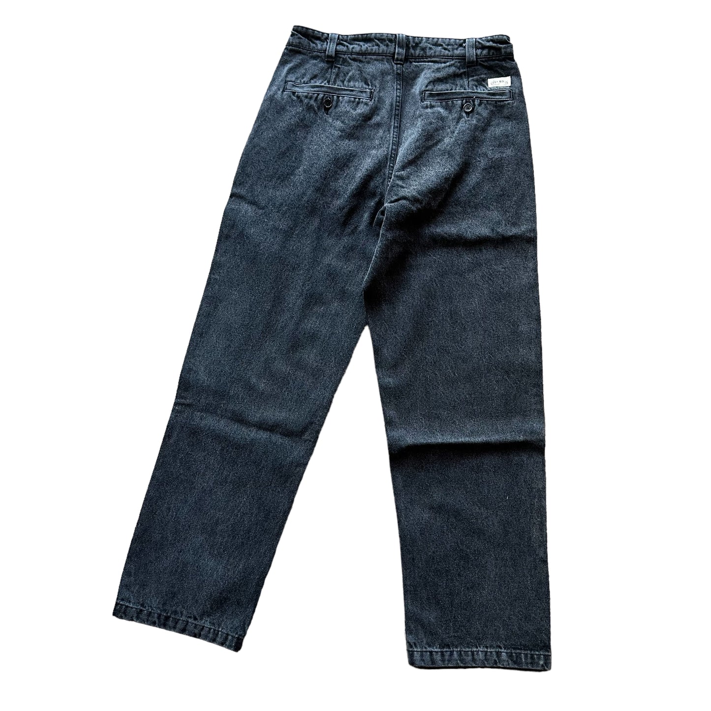 Theories Belvedere Pleated Denim Trousers Washed Black