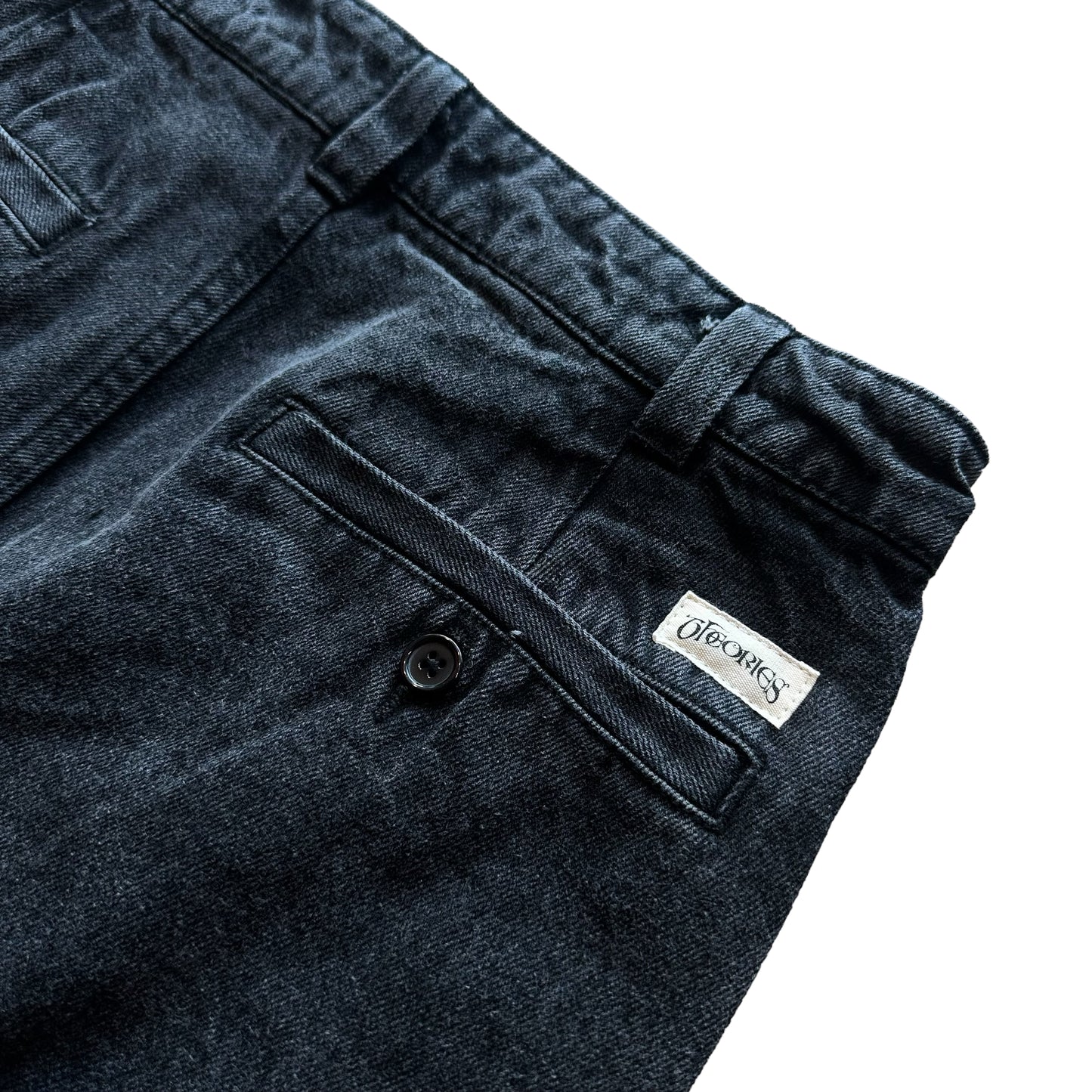 Theories Belvedere Pleated Denim Trousers Washed Black