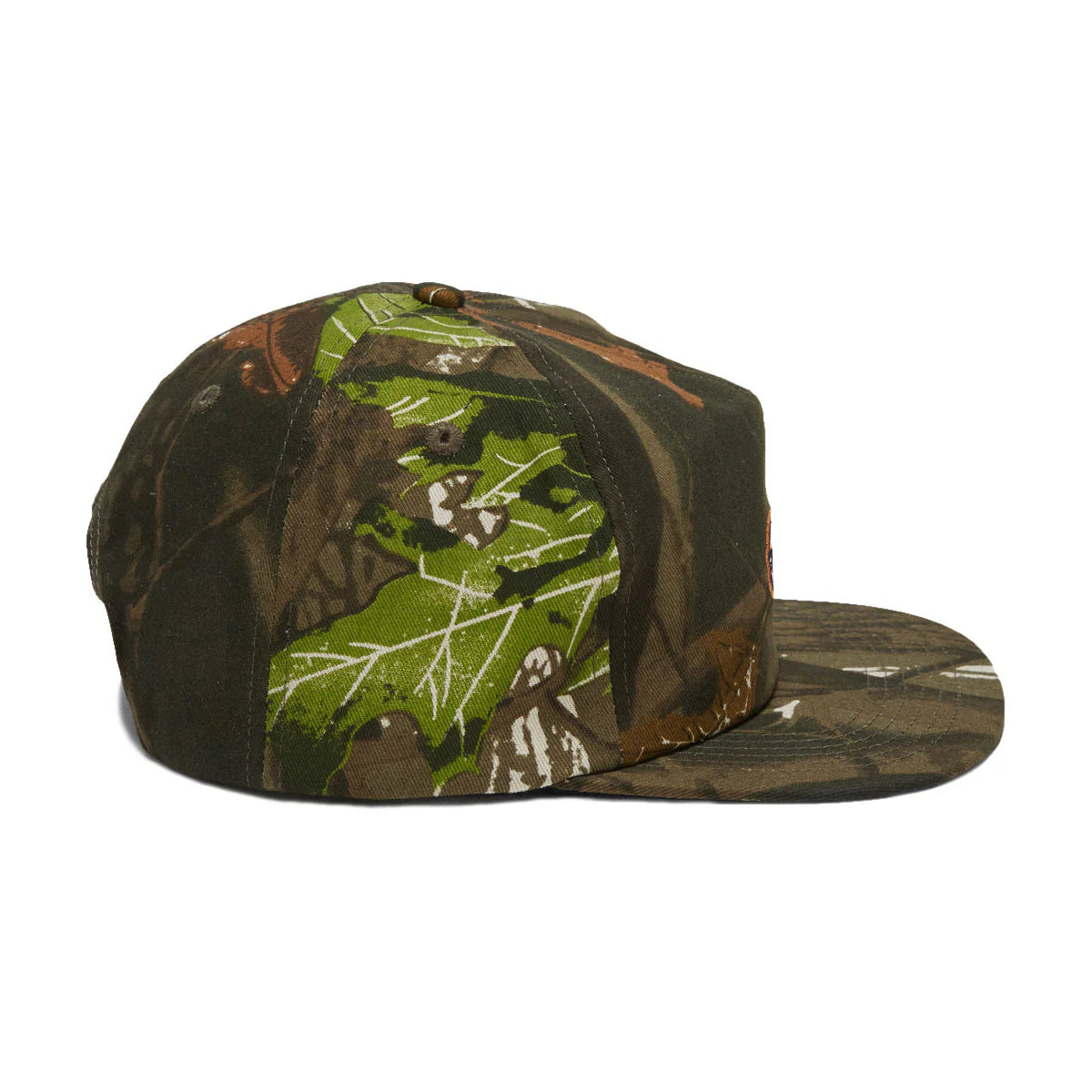 Camouflage-patterned cap on a white background