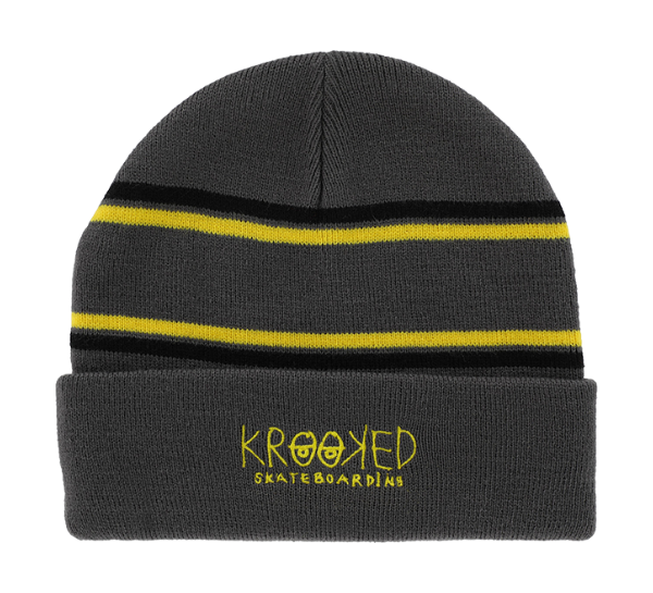 Krooked Krooked Eyes Beanie Charcoal Yellow Black