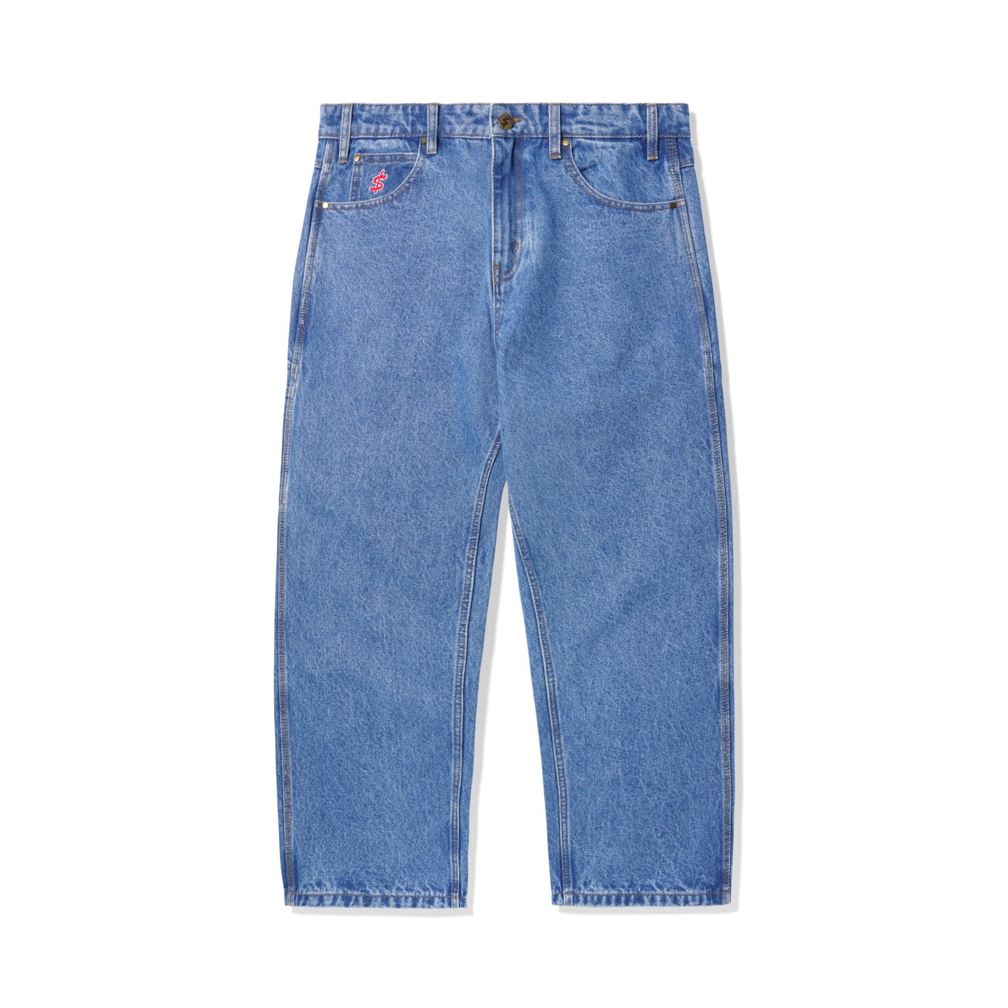 Cash Only Jeans Logo Baggy Denim Washed Indigo