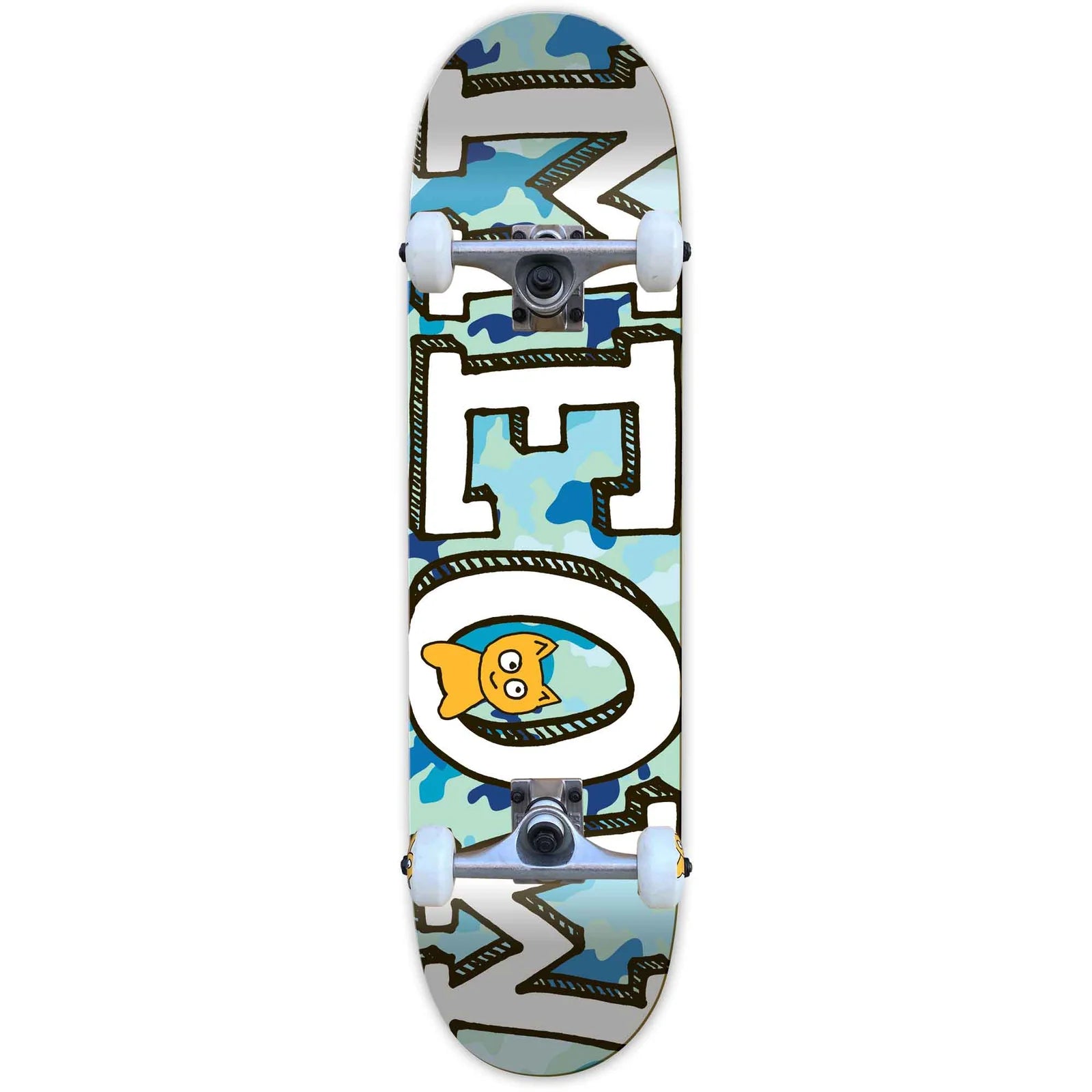 Skateboard with colorful design on a white background