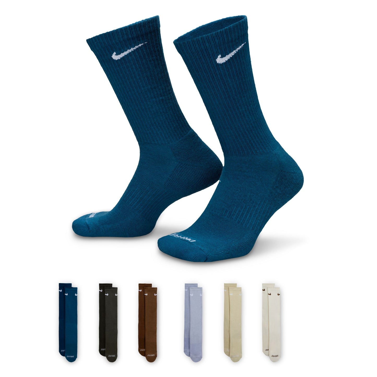 Nike Socks Everyday Plus Cushioned Training Crew Socks (6 Pairs) Multi Color